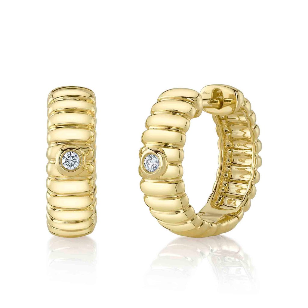 0.05CT DIAMOND BEZEL HOOP EARRING Diamond Bezel Hoop Earring