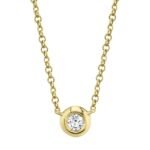 18K Solid Gold 0.1Ct Diamond Bezel Necklace
