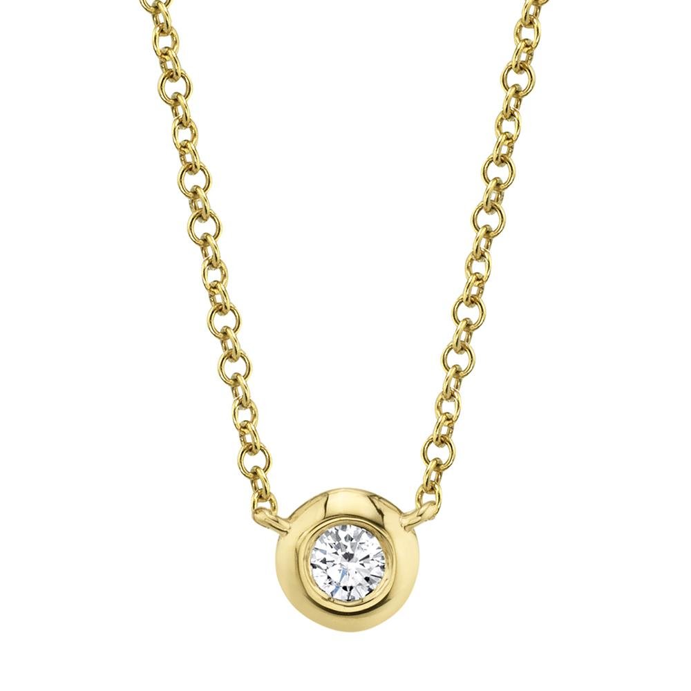 18K Solid Gold 0.1Ct Diamond Bezel Necklace 18K Solid Gold 0.1Ct Diamond Bezel Necklace