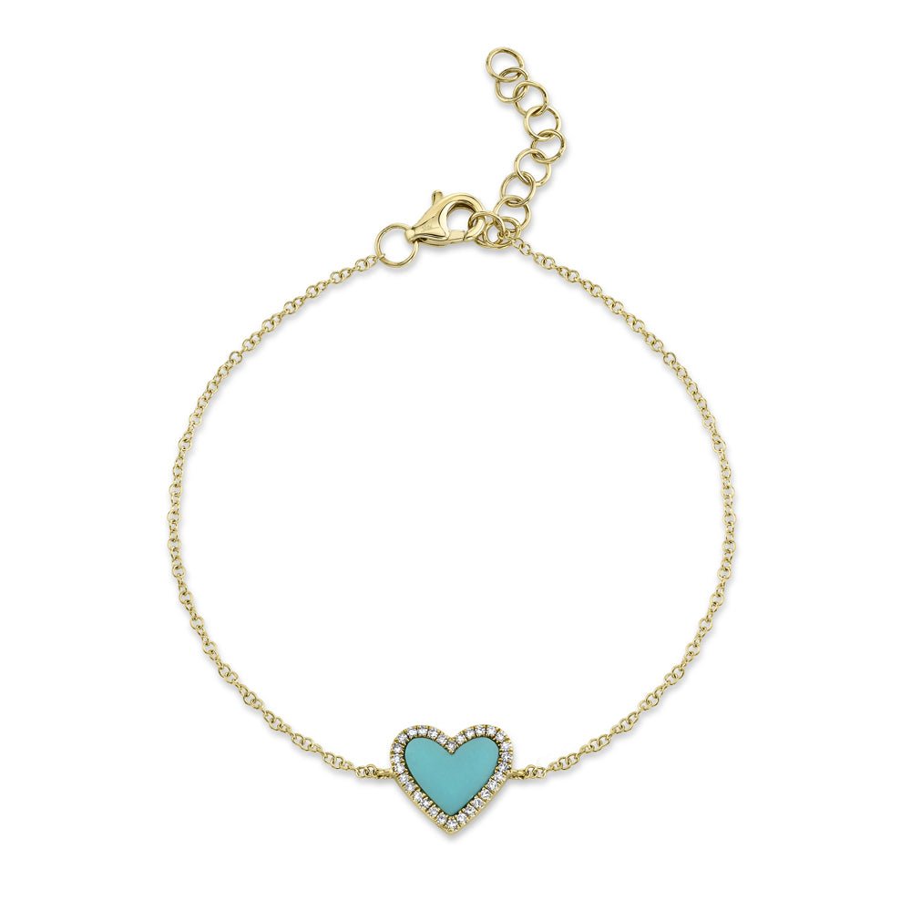 0.09CT DIAMOND & 0.60CT COMPOSITE TURQUOISE HEART BRACELET Composite Turquoise Heart Bracelet