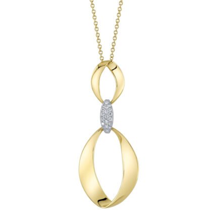 18K Solid Gold 0.10Ct Diamond Mobius Necklace