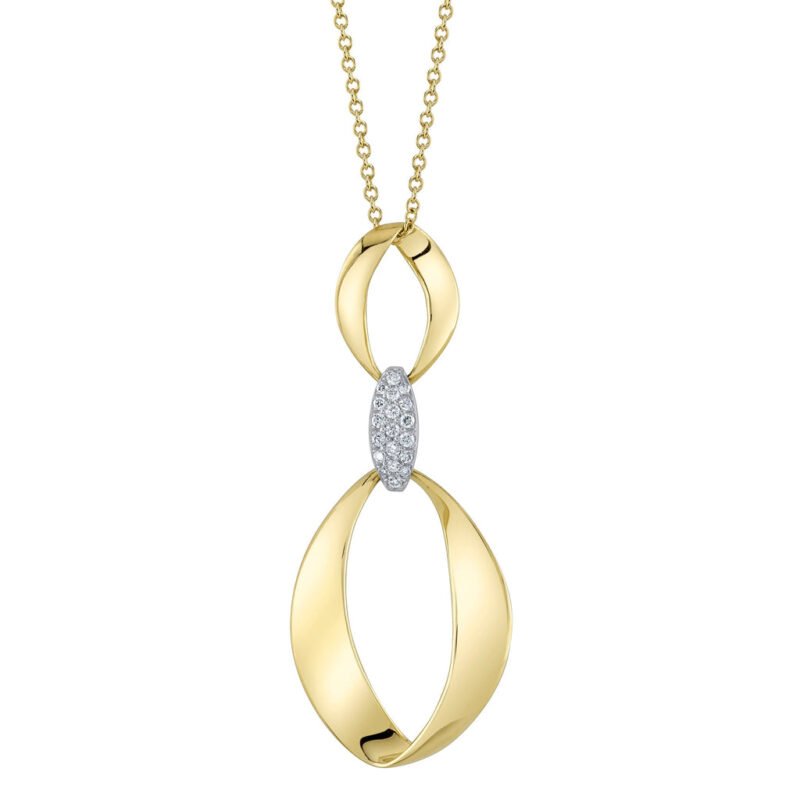 18K Solid Gold 0.10Ct Diamond Mobius Necklace