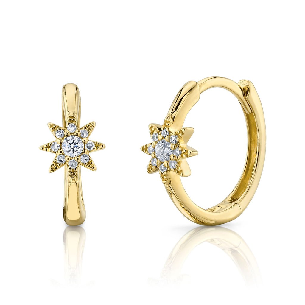0.10CT DIAMOND STARBURST HUGGIE EARRING Diamond Starburst Huggie Earring