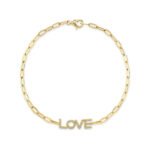0.12Ct Diamond "Love" Paper Clip Link Bracelet