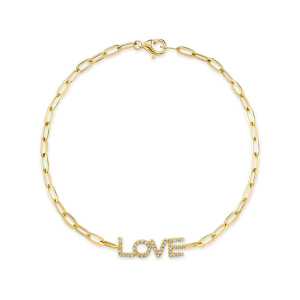 0.12CT DIAMOND “LOVE” PAPER CLIP LINK BRACELET 0.12Ct Diamond "Love" Paper Clip Link Bracelet