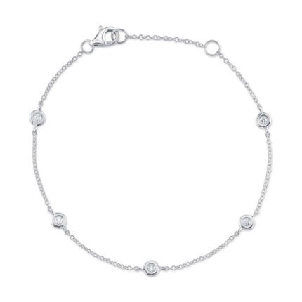 18K Solid Gold 0.13Ct 7" Diamonds By The Yard Bracelet