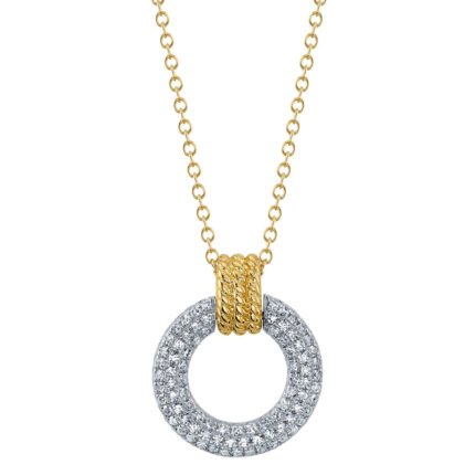 18K Solid Gold 0.25Ct Diamond Circle Necklace