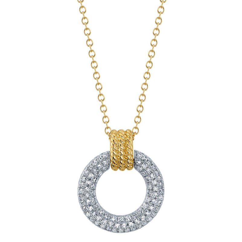 18K Solid Gold 0.25Ct Diamond Circle Necklace