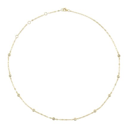 18K Solid Gold 0.20Ct 18" Diamonds By The Yard Necklace