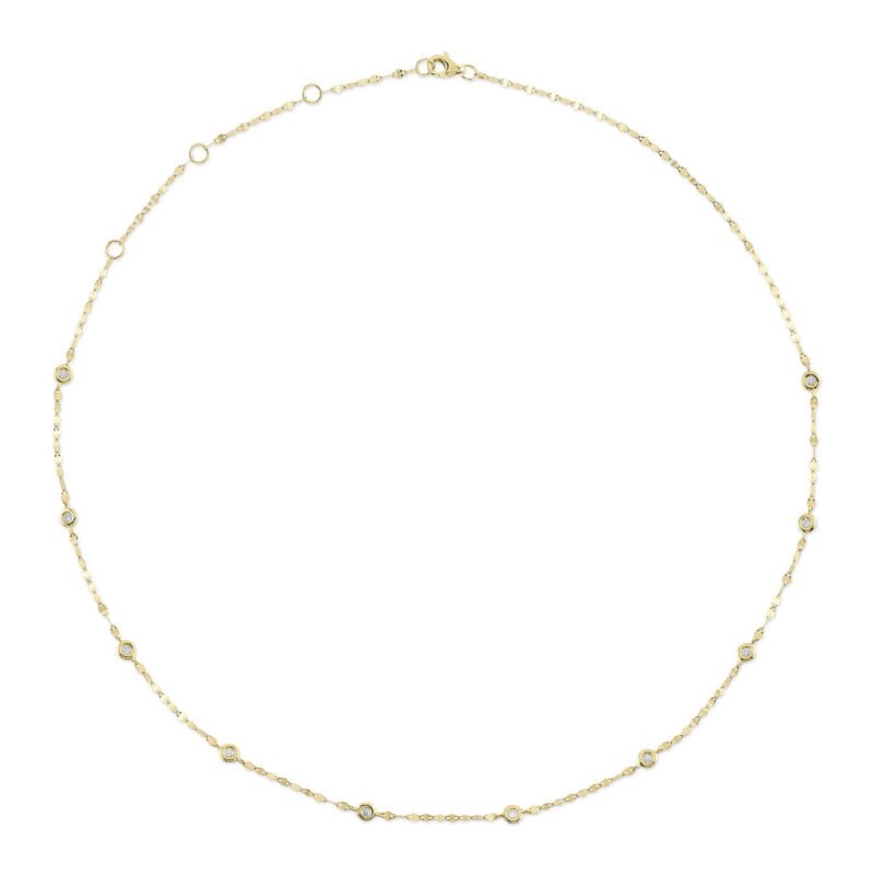 18K Solid Gold 0.20Ct 18" Diamonds By The Yard Necklace