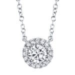 18K Solid Gold 0.20Ct-Ctr(Round) 0.05Ct-Side Diamond Necklace