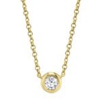 18K Solid Gold 0.20Ct Diamond Bezel Necklace