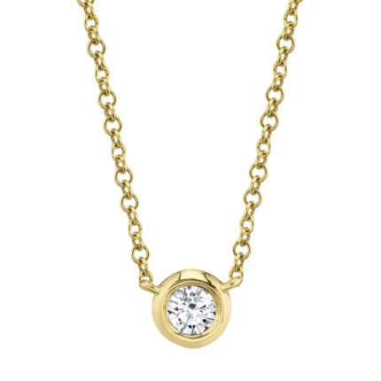 18K Solid Gold 0.20Ct Diamond Bezel Necklace