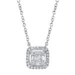 18K Solid Gold 0.5Ct Diamond Baguette Necklace