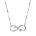 18K Solid Gold 0.22Ct Diamond Infinity Necklace