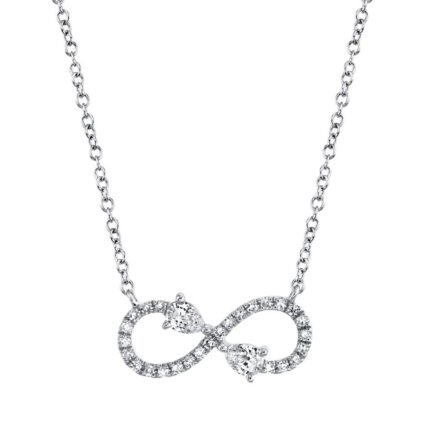 18K Solid Gold 0.22Ct Diamond Infinity Necklace
