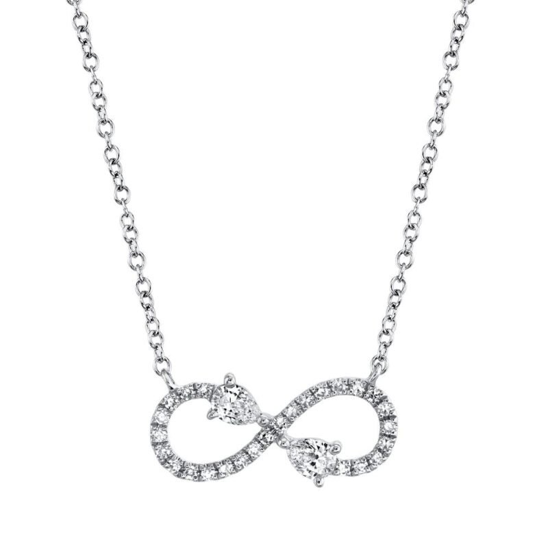 18K Solid Gold 0.22Ct Diamond Infinity Necklace