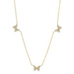 18K Solid Gold 0.23Ct Diamond Butterfly Necklace