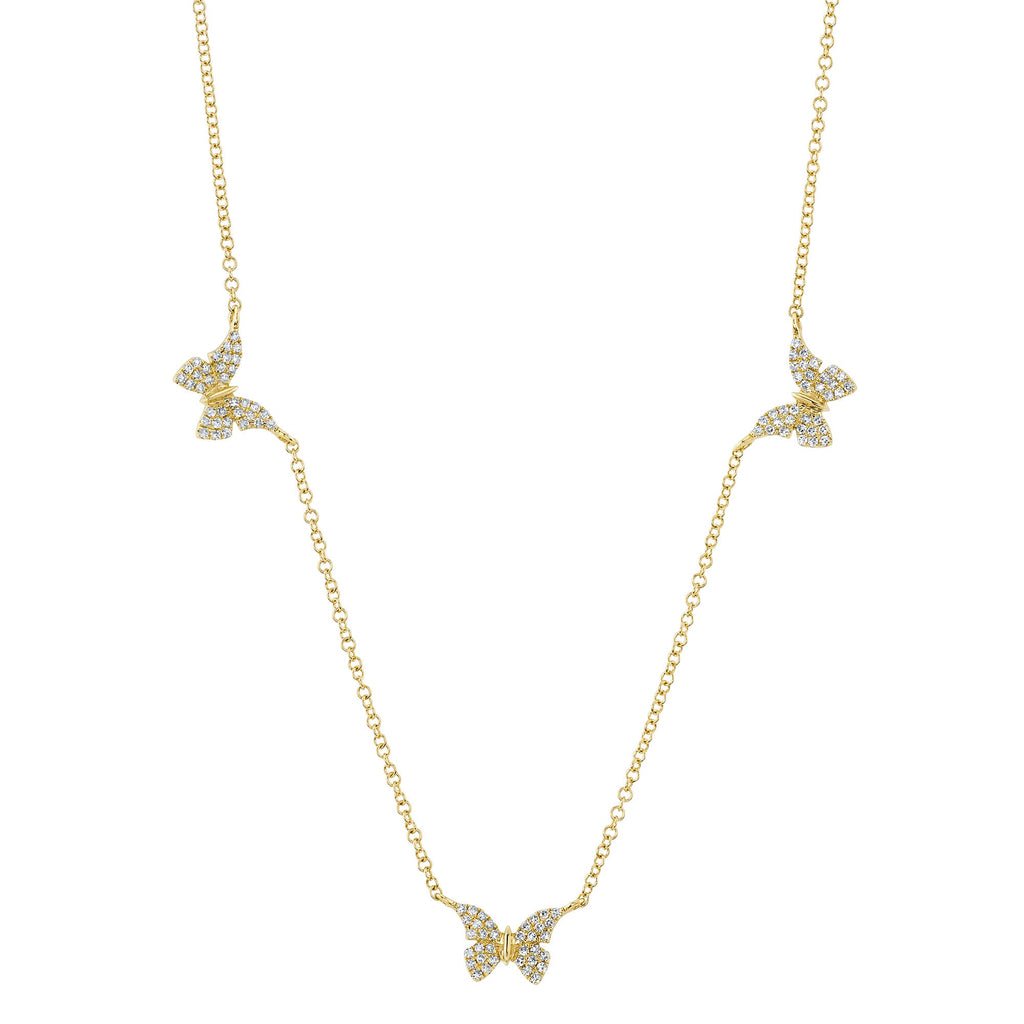 18K Solid Gold 0.23Ct Diamond Butterfly Necklace 18K Solid Gold 0.23Ct Diamond Butterfly Necklace
