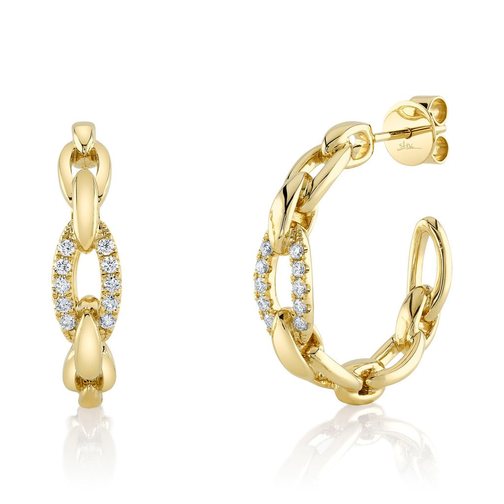 0.25CT DIAMOND LINK HOOP EARRING Diamond Link Hoop Earring
