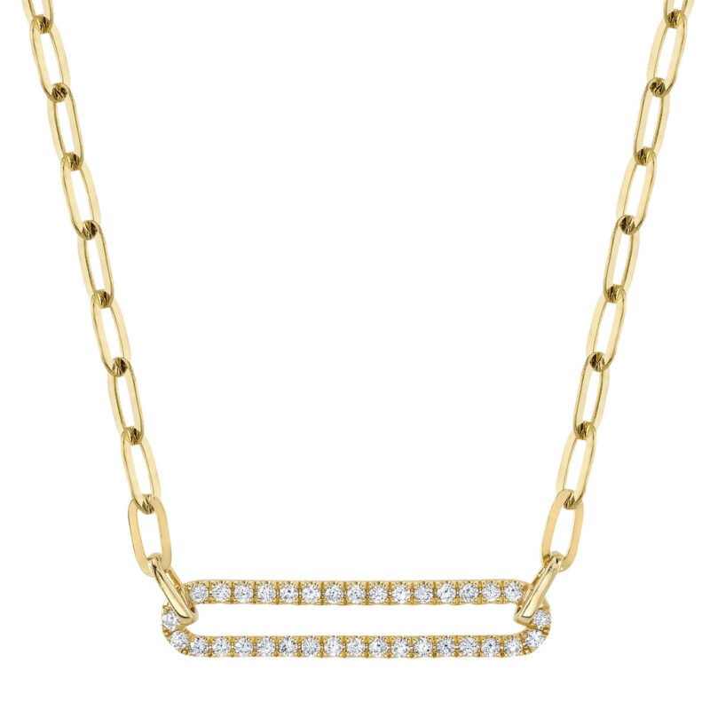 Diamond Paper Clip Link Necklace