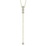 18K Solid Gold 0.29Ct Diamond Lariat Necklace