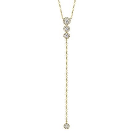 18K Solid Gold 0.29Ct Diamond Lariat Necklace