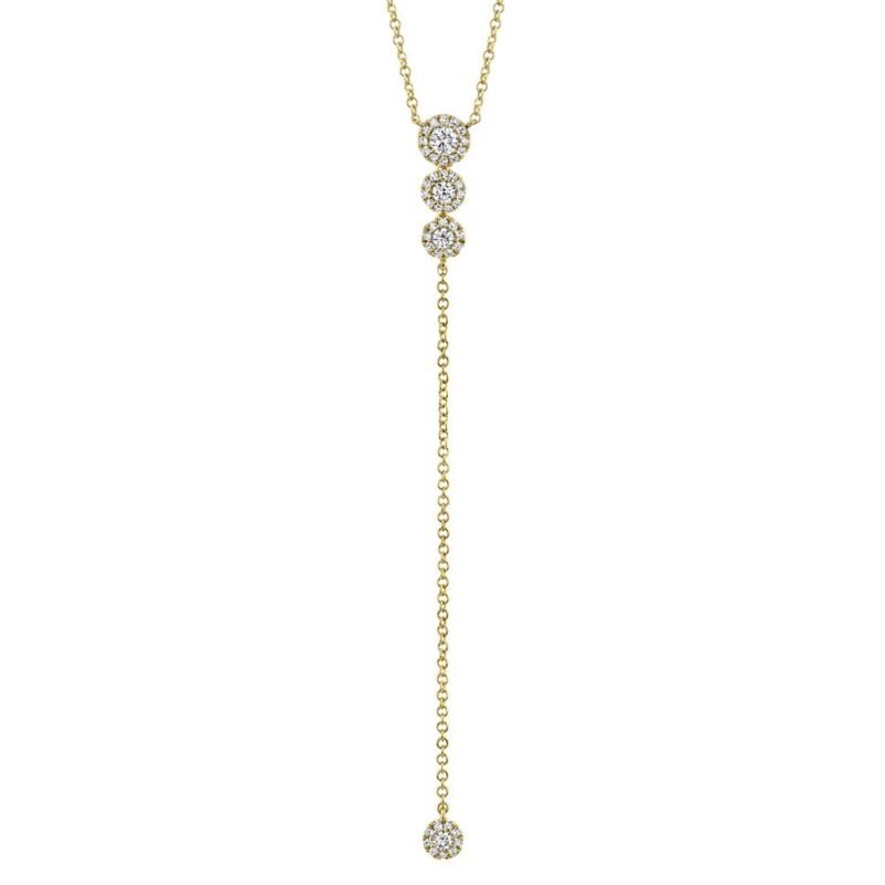 18K Solid Gold 0.29Ct Diamond Lariat Necklace