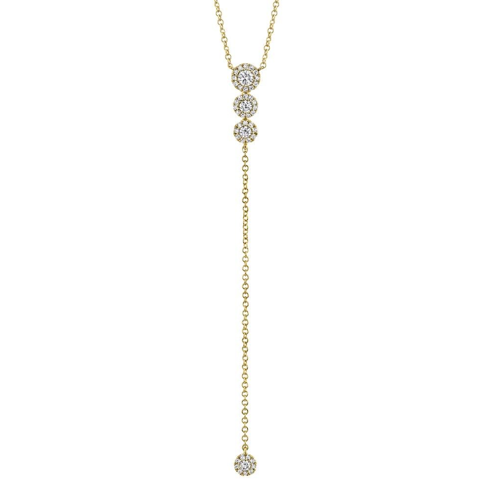 18K Solid Gold 0.29Ct Diamond Lariat Necklace 18K Solid Gold 0.29Ct Diamond Lariat Necklace