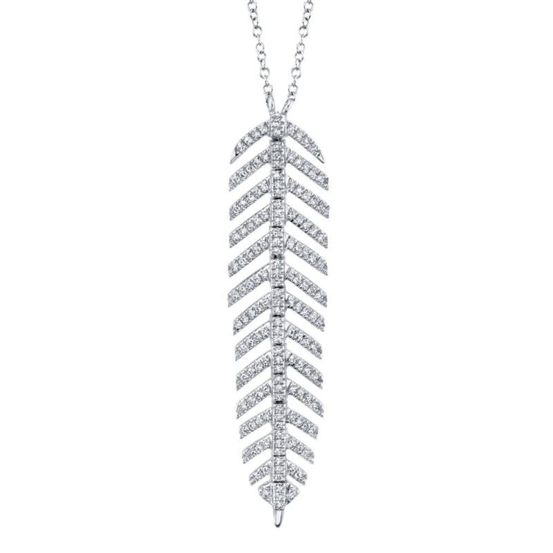 Diamond 'Phoenix' Feather Pendant Necklace