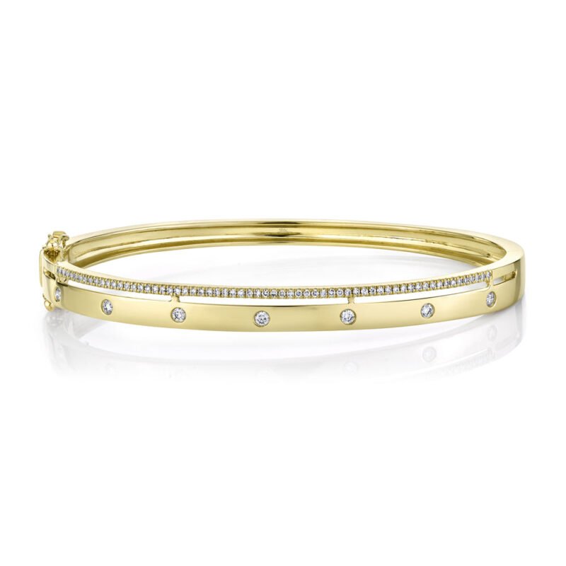 18K Solid Gold 0.34Ct Diamond Bangle