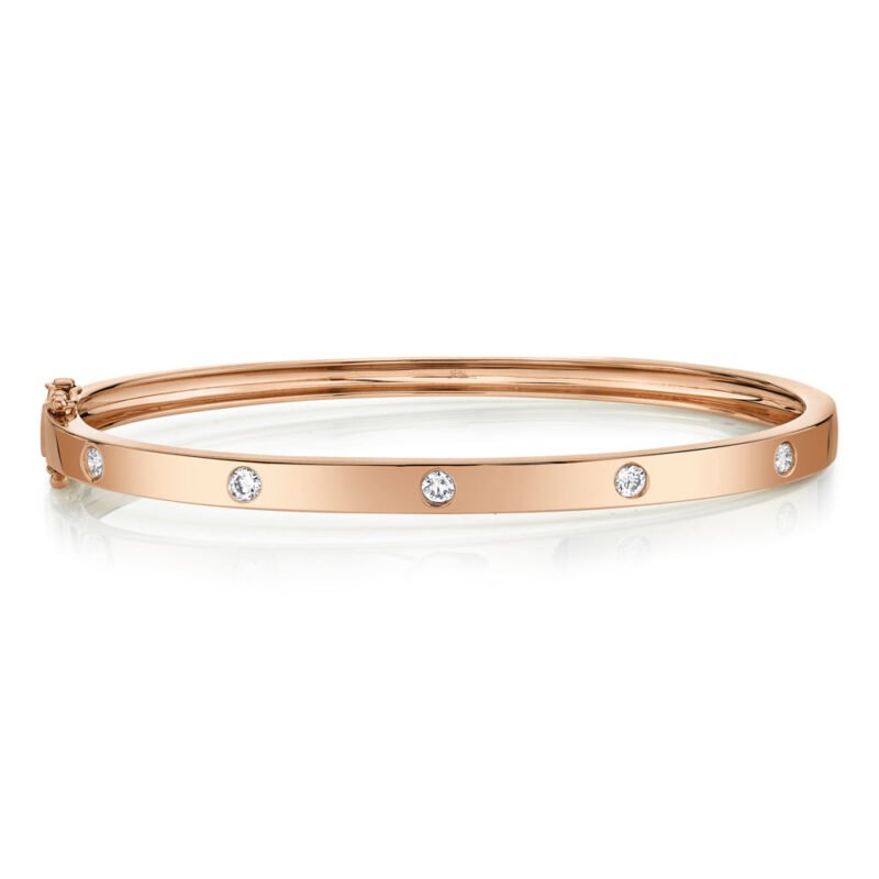 18K Solid Gold 0.38Ct Diamond Bangle