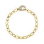 18K Solid Gold 0.41Ct Diamond Paper Clip Link Bracelet