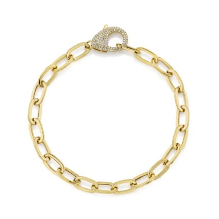 18K Solid Gold 0.41Ct Diamond Paper Clip Link Bracelet
