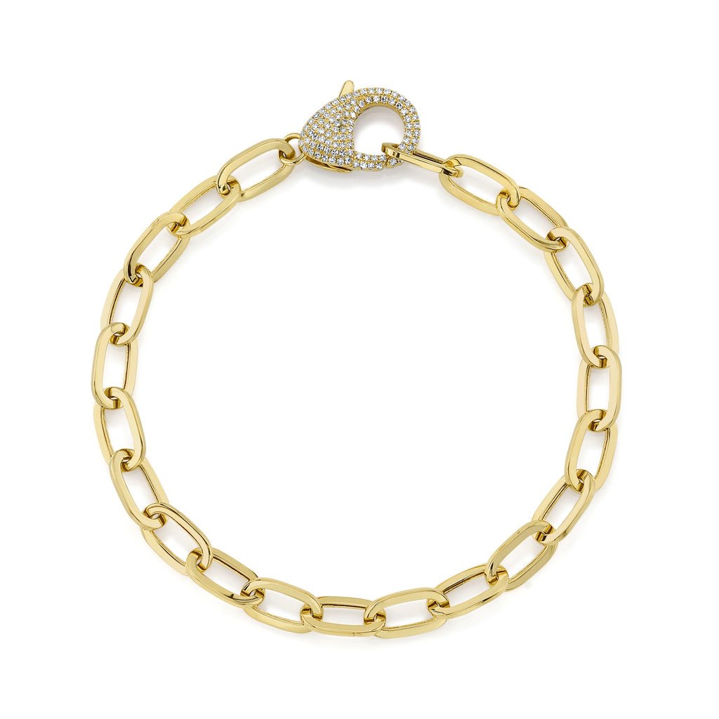 18K Solid Gold 0.41Ct Diamond Paper Clip Link Bracelet 18K Solid Gold 0.41Ct Diamond Paper Clip Link Bracelet