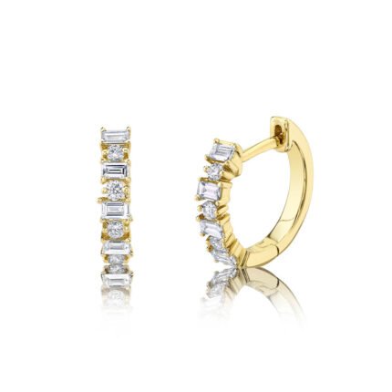 0.42 Ct Diamond Baguette Huggie Earring