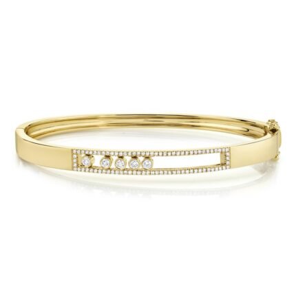 18K Solid Gold 0.42Ct Diamond Slider Bangle