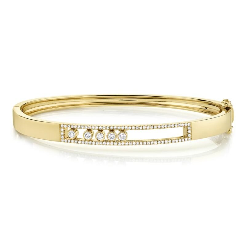 18K Solid Gold 0.42Ct Diamond Slider Bangle