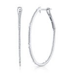 0.44Ct Diamond Baguette Oval Hoop Earring