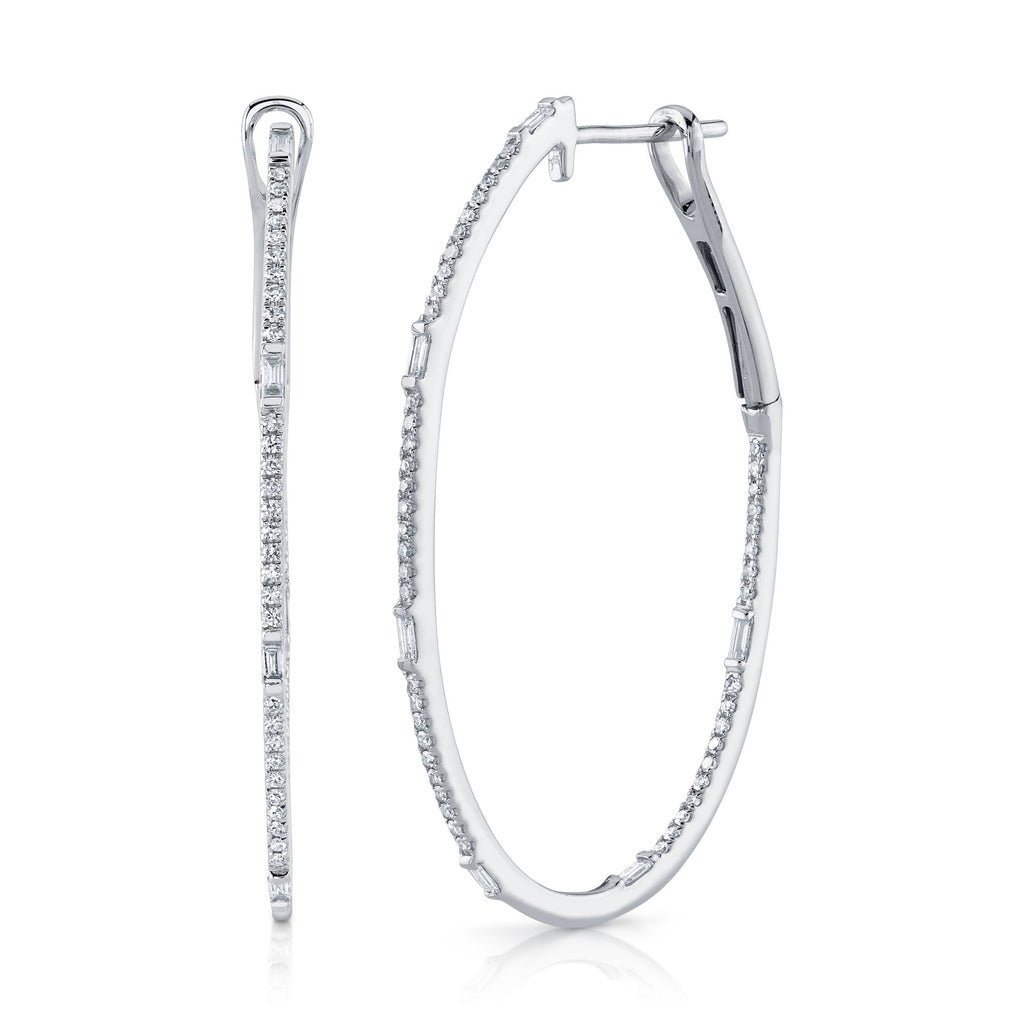 0.44Ct Diamond Baguette Oval Hoop Earring 0.44Ct Diamond Baguette Oval Hoop Earring
