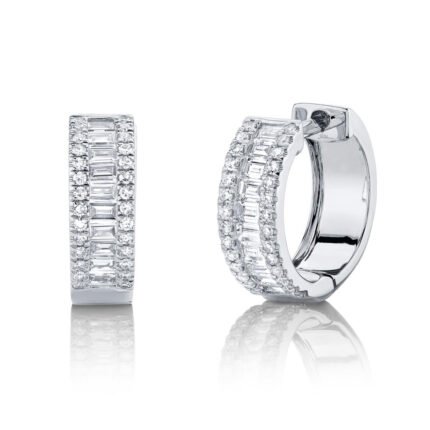 0.49 Ct Diamond Baguette Huggie Earring