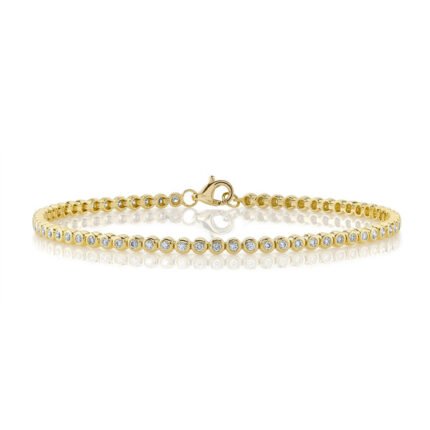 18K Solid Gold 0.64Ct Diamond Bezel Tennis Bracelet