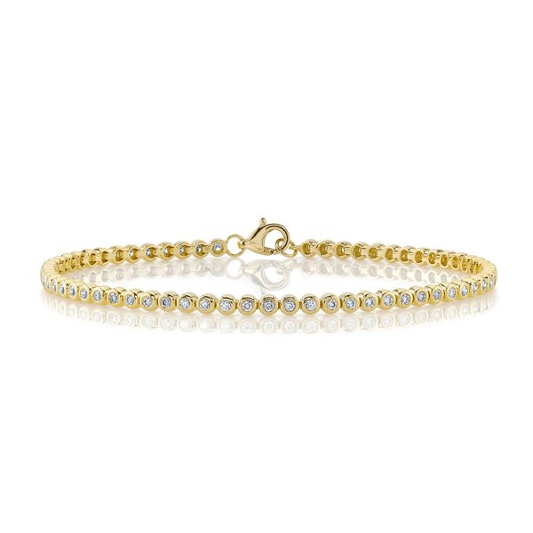18K Solid Gold 0.64Ct Diamond Bezel Tennis Bracelet