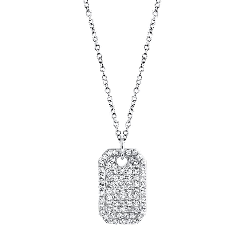 0.90CT DIAMOND DOG TAG NECKLACE Diamond Dog Tag Necklace