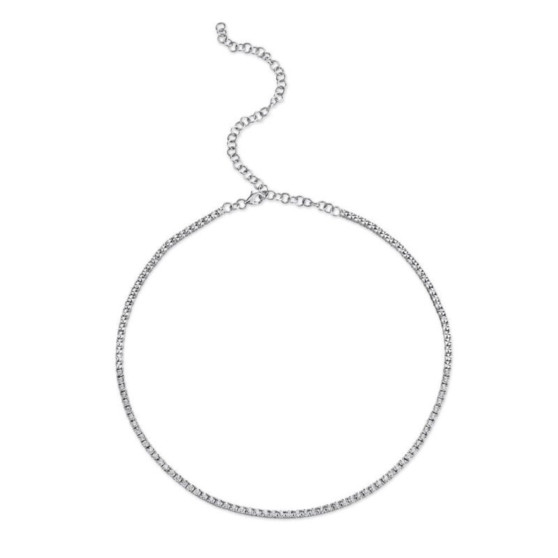 18K Solid Gold 1.50Ct Diamond Tennis Choker Necklace