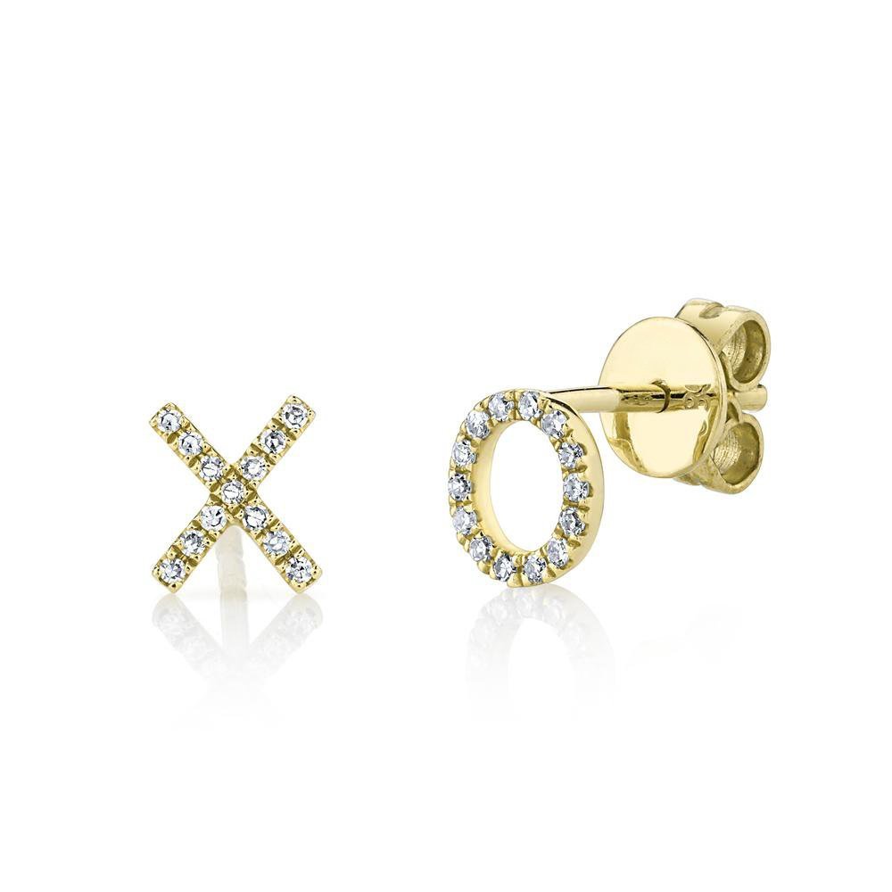 14K Yellow Gold 0.09Ct “XO” Diamond Stud Earrings 14K Yellow Gold 0.09Ct “XO” Diamond Stud Earrings