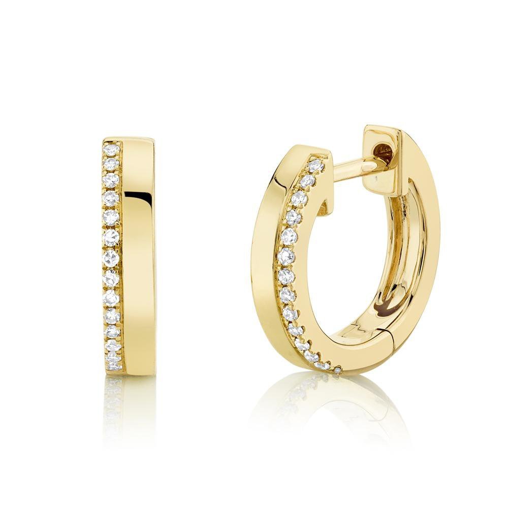 14K Solid Gold 0.08Ct Diamond Huggie Earring 14K Solid Gold 0.08Ct Diamond Huggie Earring