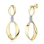 14K Solid Gold 0.20Ct Diamond Mobius Earring