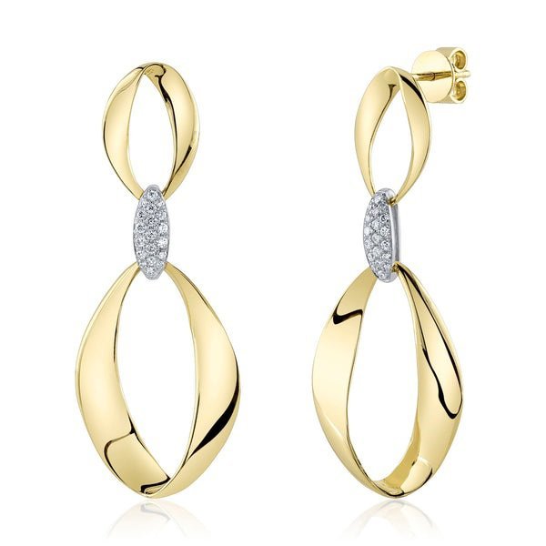 14K Solid Gold 0.20Ct Diamond Mobius Earring