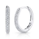 14K Solid Gold 0.21Ct Diamond Pave Hoop Earring